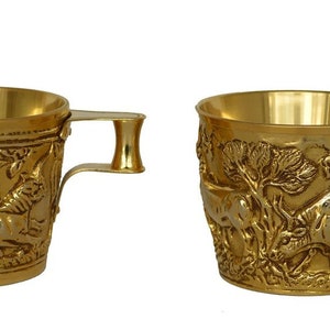 Vapheio Cups,Gold-Plated Replica-Creto-Mycenaean metalwork-National Archaeological Museum of Athens-Ancient Greek Art