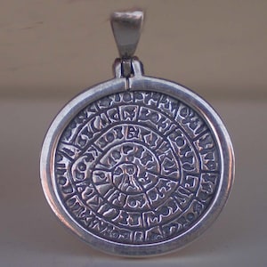 Phaistos Disk Pendant - Sterling Silver -Minoan Period Mystery-High Quality Item