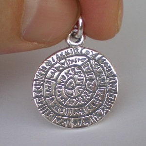Phaistos Disk Quality Small Pendant - Sterling Silver - Ancient Minoan Crete
