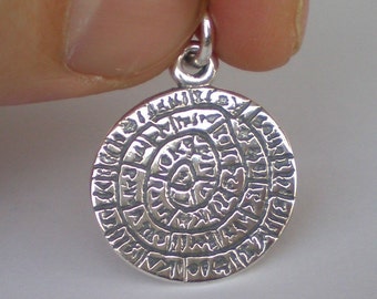 Phaistos Disk Quality Small Pendant - Sterling Silver - Ancient Minoan Crete