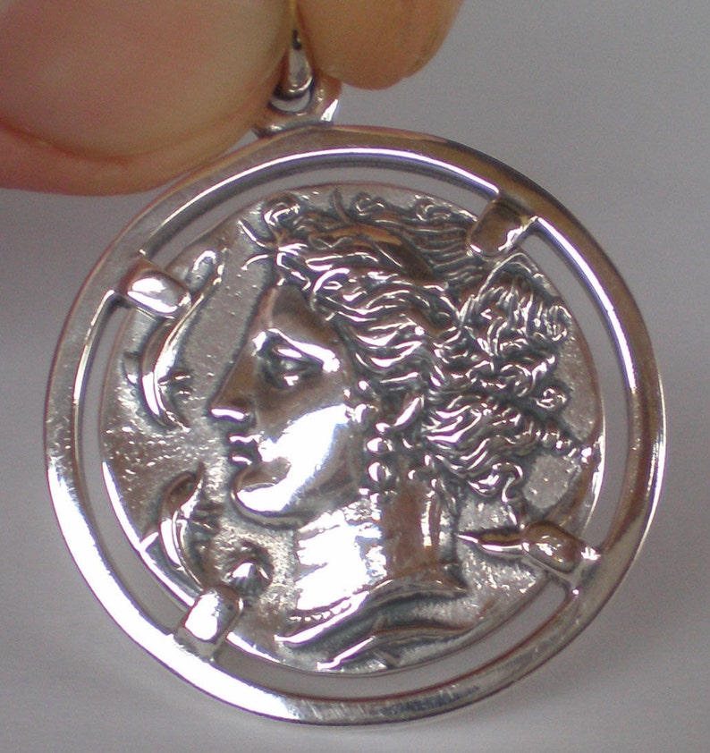 Artemis Large Silver Coin Pendant Syracuse Diana Goddess of Etsy