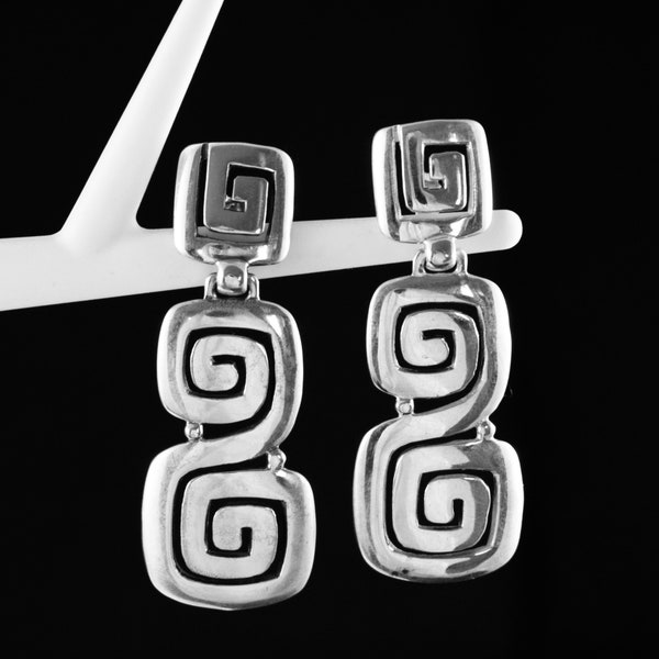 Meander Greek Key Handcrafted Silver Earrings-Meandros-Symbol of Infinity and Unity-Ancient Greek Motif-Crete