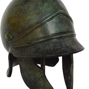 Small Bronze Macedonian Helmet with Brim - Marble Base - Philip II The Macedon - Alexander The Great
