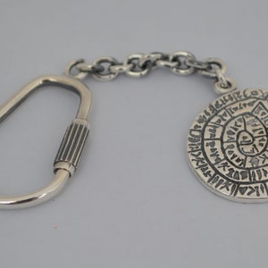 Phaistos Disk Quality Keychain - Sterling Silver - Ancient Minoan Crete
