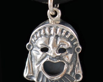 Comedy Mask Silver Pendant-Ancient Greek Theatre-Handcrafted in Greece