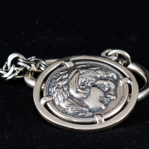 Alexander the Great Wearing the Skin of the Nemean Lion Silver Keyring - King of Macedonia - Amphipolis Mint - Hellenistic Period