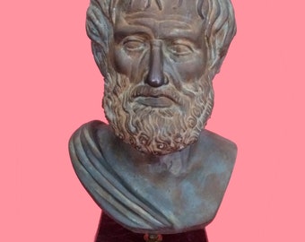 Büste von Aristoteles-Marmorsockel-Antiker griechischer Philosoph-Vater der Abendländischen Logik-Schüler von Plato-Lehrer von Alexander dem Großen