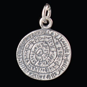 Phaistos Disc Small Handmade Silver Pendant-Minoan Bronze Age- Archaeological Museum of Heraklion-Crete-Ancient Greece