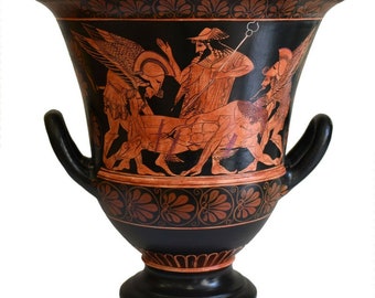 Euphronios Sarpedon Krater Amphora vase - Hypnos Thanatos & Hermes - Athenian Youths Arming themselves - Archaeological Museum of Cerveteri