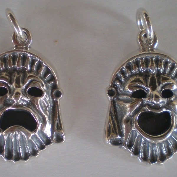 Comédie et tragédie Théâtre grec antique Ensemble de pendentifs masques en argent