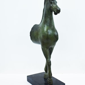 Acropolis Museum Half Horse Reproduction - Bronze Horse Statue with Marble Base Symbol of Wealth, Power, and Status  Reproduction Home Decor