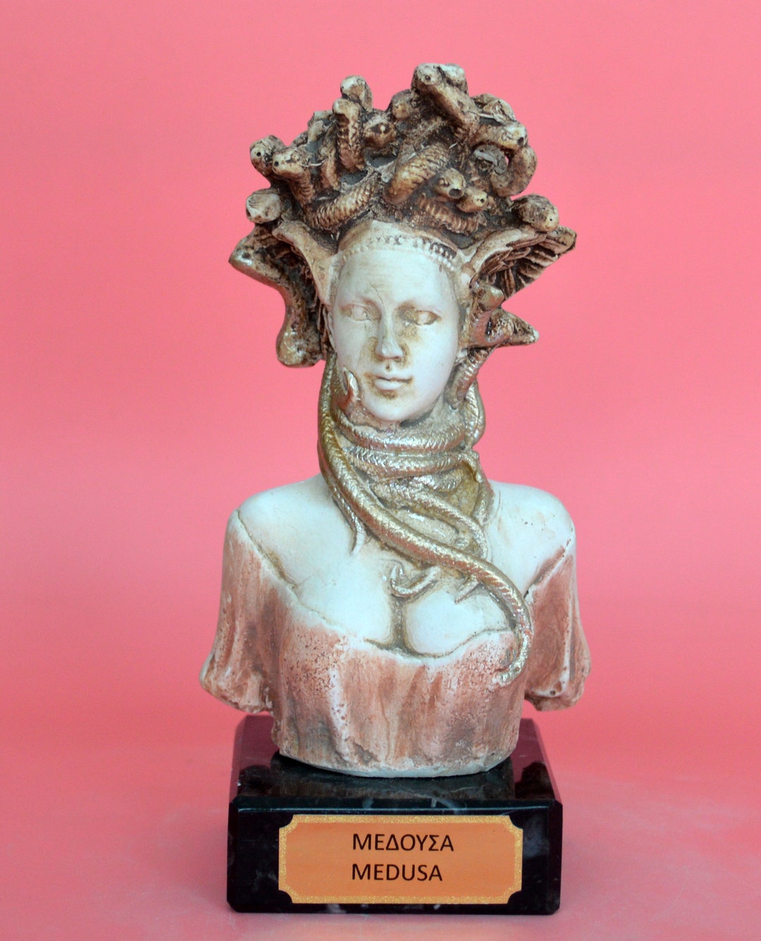 Bust of Medusa With Marble Base Snake-haired Gorgon Mother of Pegasus ...
