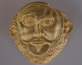 Mask of Agamemnon Silver Pendant Gold Plated Silver Brooch Original Gift Idea 2 in 1 Silver Pin & Pendant Ancient Greece