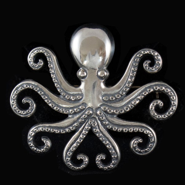 Octopus,Silver Versatile Jewel-Pendant & Brooch Pin-Symbol of Regenerative Power-Minoan Art-Ancient Greece