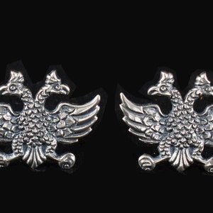 Double Headed Eagle Cuff links in 925 Sterling Silver-Everlasting Symbol of Power-Byzantine Empire-Open Wings
