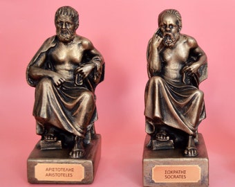 Set of Socrates Aristotle bust - Western Philosophy Fathers Ancient Greece-Bronze Color Effect