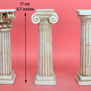 Set of the 3 Orders (Columns) of Ancient Greek Architecture Doric, Ionic and Corinthian Type Decorative Miniatures
