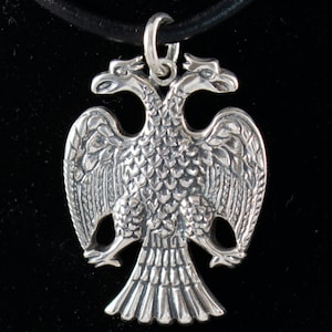 Double Headed Eagle Pendant in 925 Sterling Silver-Everlasting Symbol of Power-Byzantine Empire