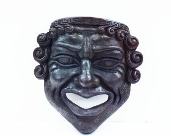 Decorative Mask of Comedy-Ancient Greek Theatre-Drama-Bronze Colour Effect-Handcrafted in Greece