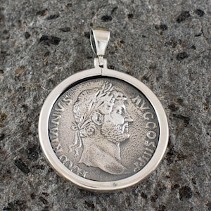 Emperor Hadrian Sterling Silver Medallion Coin Pendant - Rome favorites Five Good Emperors