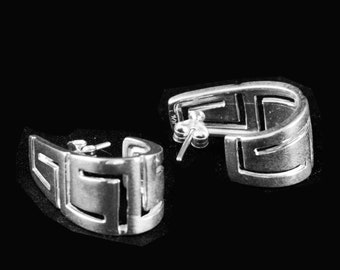 Ancient Greece Meander Sterling Silver 925 Earrings Maiandros Greek Key Design 