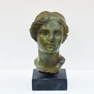 Aphrodite Bronze Bust with Marble Base - Venus Goddess of Beauty Love Passion - Museum Replica - Ancient Greek Art - Bronze Bust of Venus