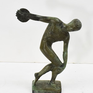 Discobolus of Myron-Discus Thrower-Bronze Statue-Olympic Games-Young Male Athlete Launching his Disc-Ancient Greek Art
