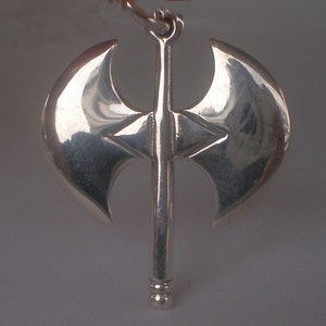 Double Headed Axe Silver Pendant - Labrys Ancient Minoan Crete Greece