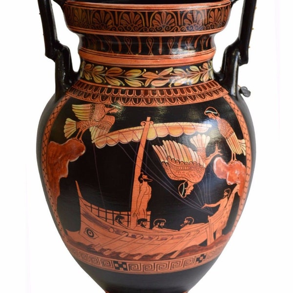 Ulysse allant jusqu'au dernier passage des sirènes - Créatures mythologiques - Figure rouge Volute Krater Amphore Vase Sirène peintre - Odyssée d'Homère