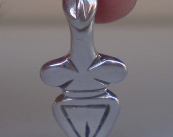 Cycladic Women Figurine Silver Pendant - Cycladic Art - Ancient Greece - Modern Minimal Gift Idea