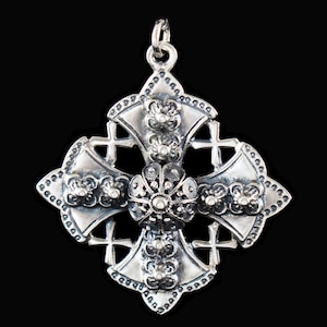 Byzantine Large Ornate Cross Templar Handcrafted in 925 Sterling Silver Handmade in Greece Gift for Her