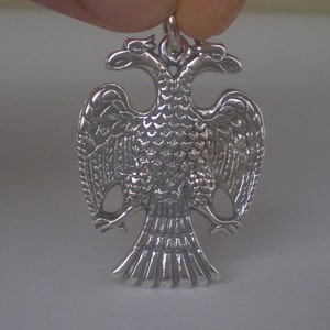 Double-Headed Eagle Silver Pendant East and West Symbol