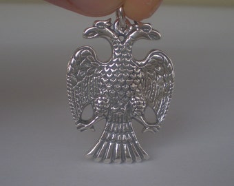 Double-Headed Eagle Silver Pendant East and West Symbol