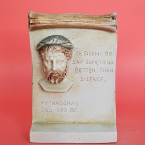 Pythagoras Relief with Quote Desktop Decorative Sculpture Pythagoras of Samos Ancient Greek Mathematician & Philosopher Pythagorean Theorem