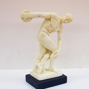 Discobolus of Myron-discus Thrower-small Statue-marble Base-young Male ...