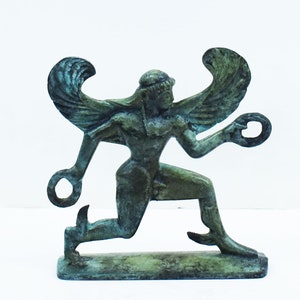 Boreas Mini Bronze Statue - Winged God of Winter and the North Wind - Ancient Greek Mythology