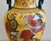 Achilles on Chariot with his Immortal Horses Xanthus Balius - Athena vs Poseidon Amphora Vase - Museum Replica - Ancient Greek Mythology
