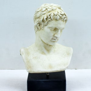 Ephebe of Marathon Bust-The Marathon Boy-School of Praxiteles-Museum Copy-Marble Base-Ancient Greek Art