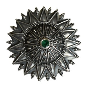 Byzantine Silver Brooch With Emerald High-Quality Item Handmade in Greece