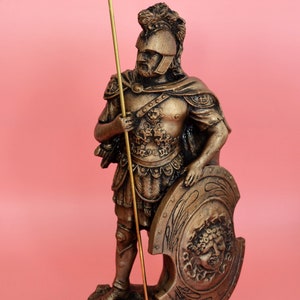 Statue of Hector Prince of Troy Sculpture Hero of Iliad Fully Armed Achilles Opponent Trojan War Hero Office Decor Bronze Color Effect