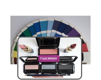 Cool Winter Colour Analysis Makeup Set, Gift item, Colour-coded cosmetic products for creating the fresh natural look which suits you best