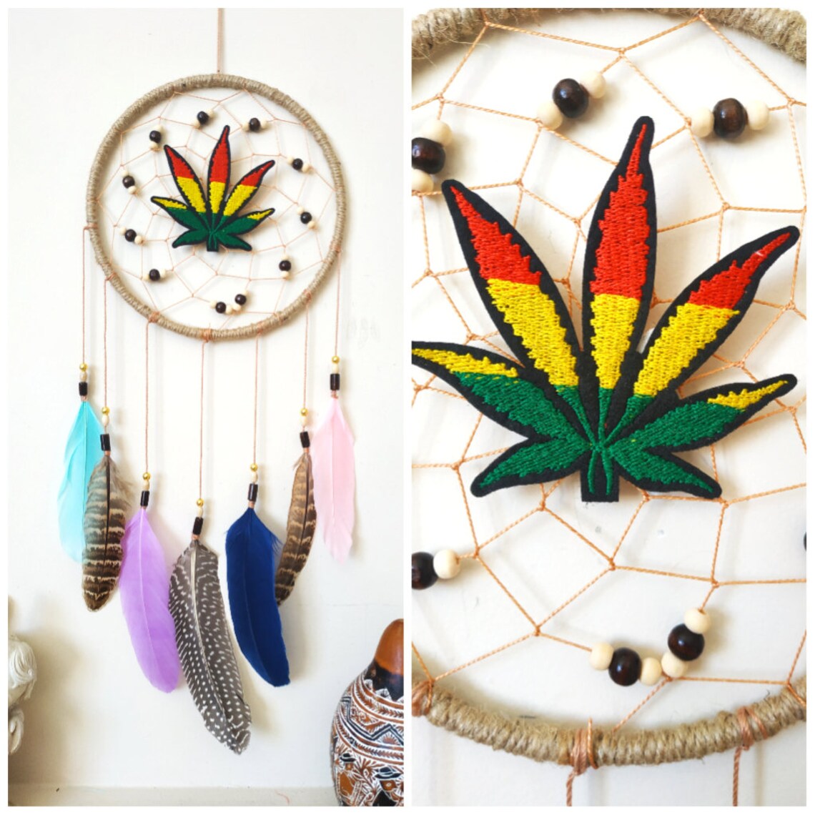 Cannabis Decor Dreamcatcher Marijuana Leaf Dream Catcher Etsy