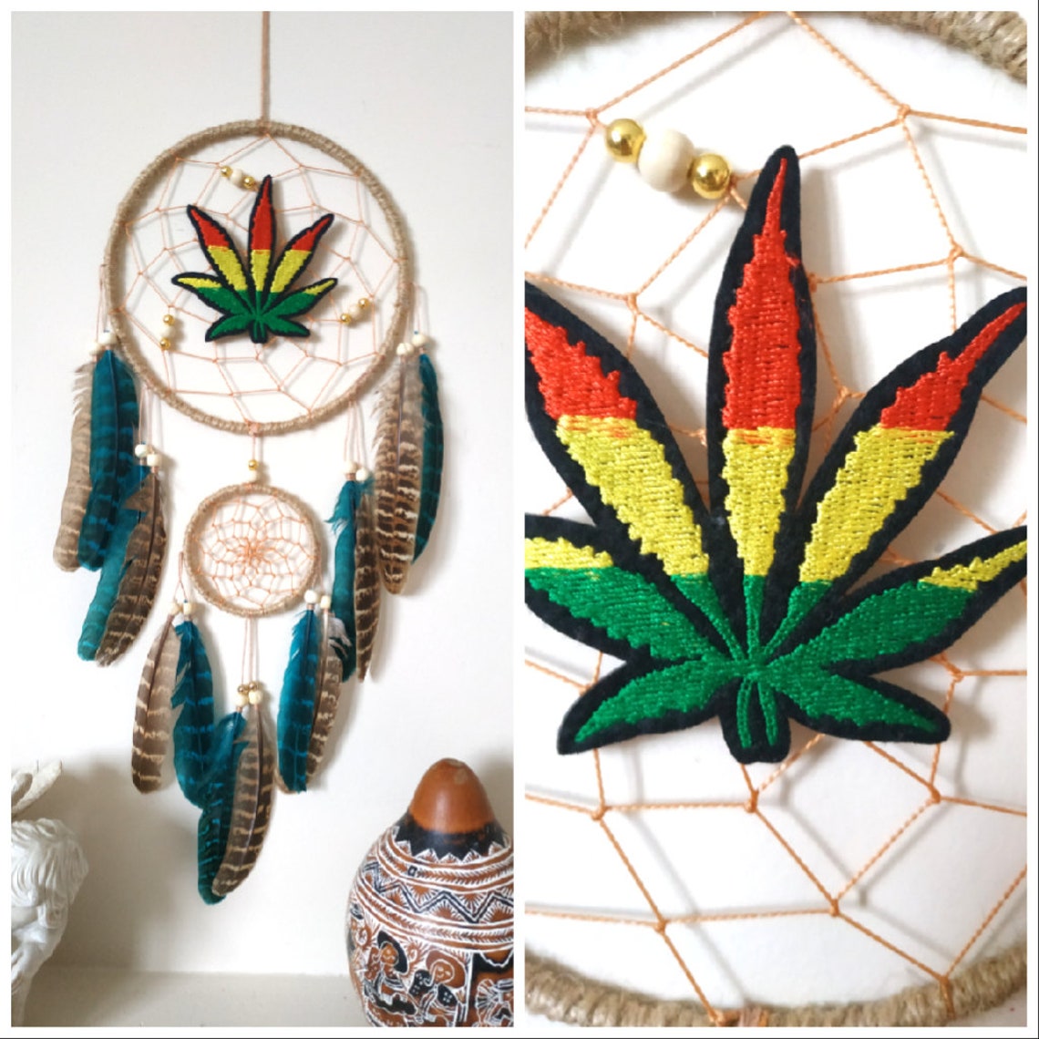 Cannabis Decor Dreamcatcher Marijuana Leaf Dream Catcher Etsy