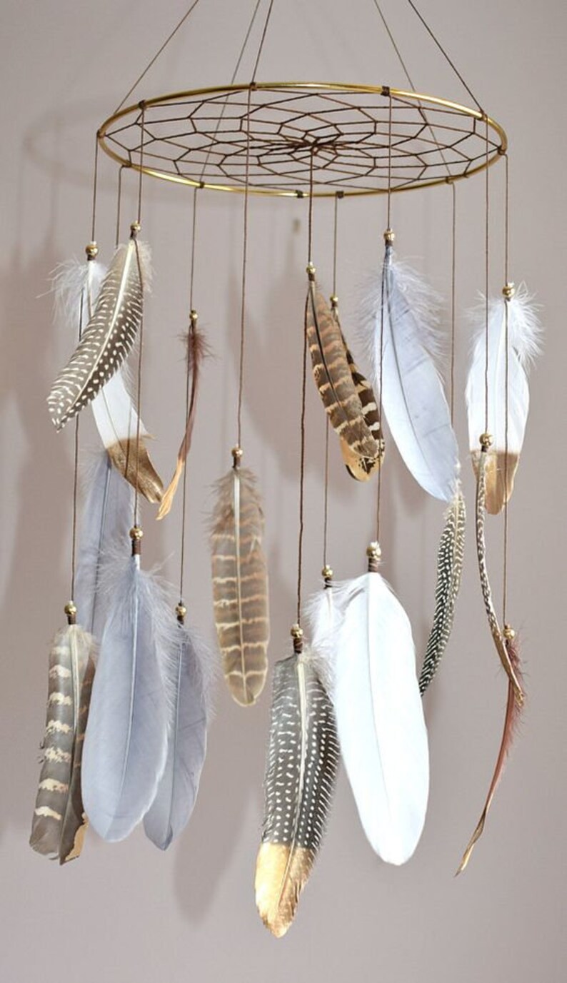 Gold Boho Mobile Nursery Mobile Baby Mobile Boy Large Dream Etsy