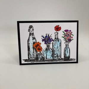 Handmade Flowers in Vases Greeting Card