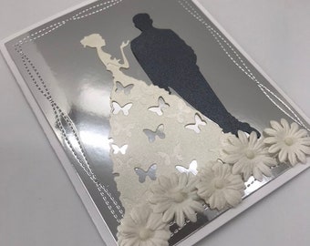 Handmade Bride & Groom Silhouette Wedding Card
