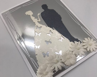 Handmade Bride & Groom Silhouette Wedding Card