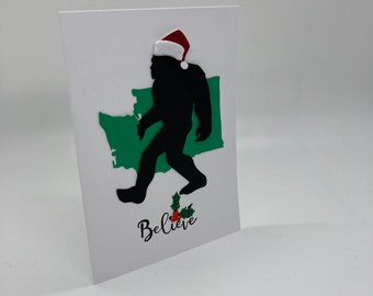 Handmade Believe Sasquatch/Big Foot Christmas Card