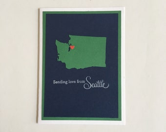 Handmade Sending Love from Seattle Washington State Greeting Card