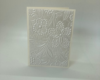 Handmade White Brocade Blank Greeting Card